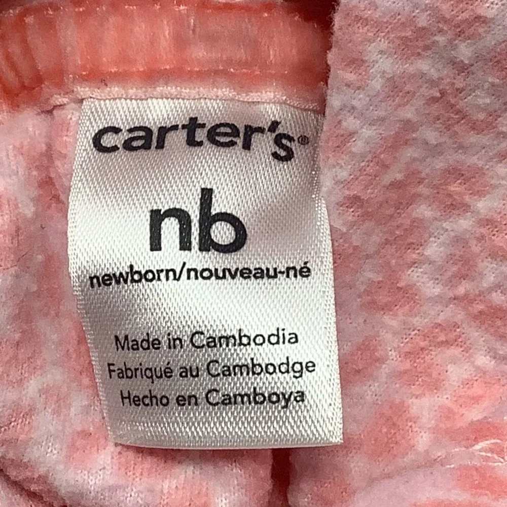 Carter's Newborn Baby Girl Outfit 3‎ Piece Hoodie Pants Set Pink White